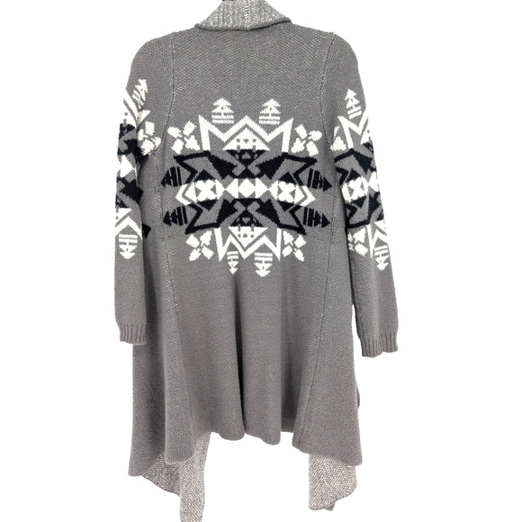 Show Me Your Mumu Yummy Sweater Gray Cozy Shawl Collar Boho Aztec Cardigan Small - Picture 8 of 11